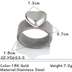Simple heart stainless steel rings mix color rings