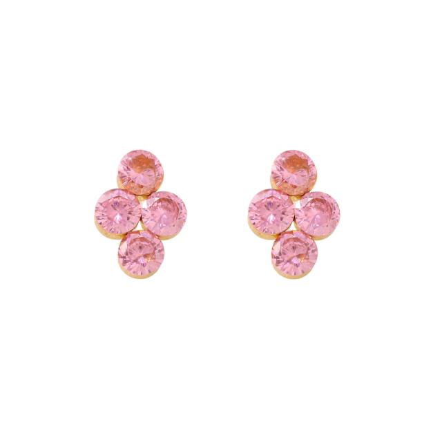304 stainless steel earrings colorful diamond cross studs earrings