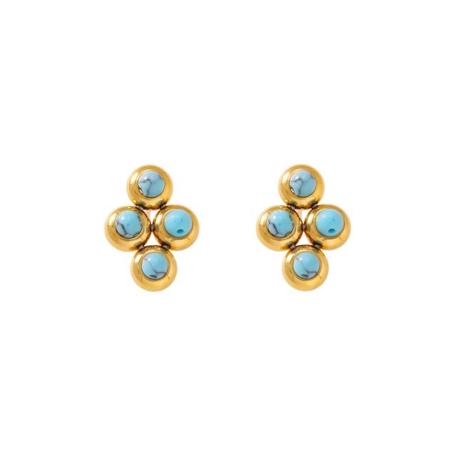 304 stainless steel earrings colorful diamond cross studs earrings