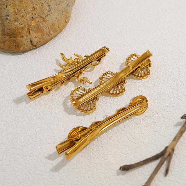 Stainless Steel Pearl Hair Clip shell brunch stainless steel duckbill hair clips