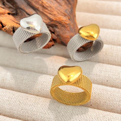 Simple heart stainless steel rings mix color rings