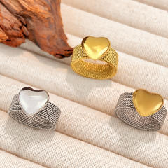 Simple heart stainless steel rings mix color rings