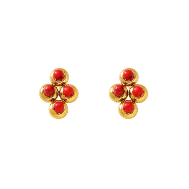 304 stainless steel earrings colorful diamond cross studs earrings