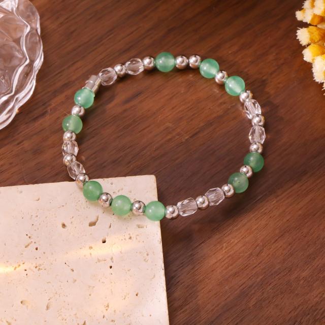 Handmade colorful crystal bead stainless steel bead bracelet