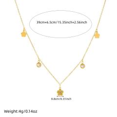 Korean fashion tiny diamond heart flower charm stainless steel necklace