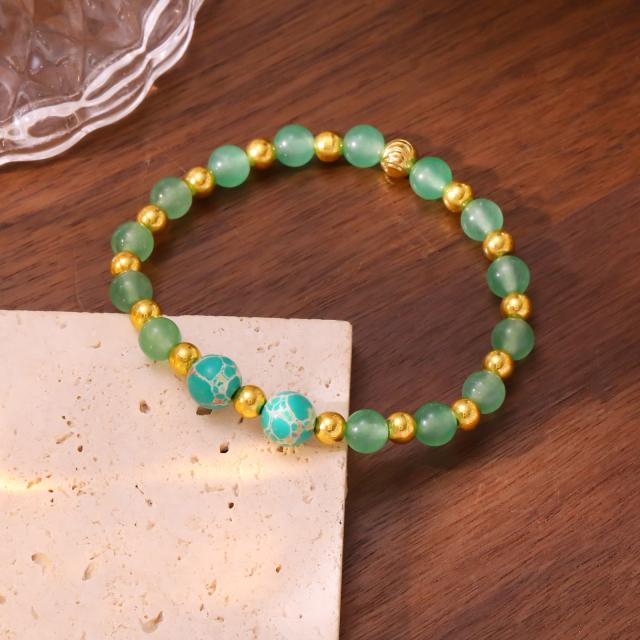 Handmade colorful crystal bead stainless steel bead bracelet