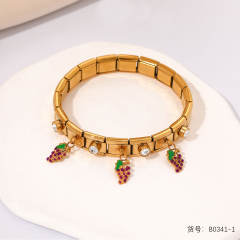 Sweet fruit charm enamel charm stainless steel bracelet