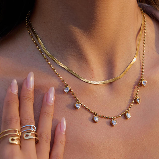 Love Zircon Necklace Light Luxury stainless Steel necklace