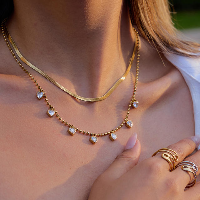 Love Zircon Necklace Light Luxury stainless Steel necklace