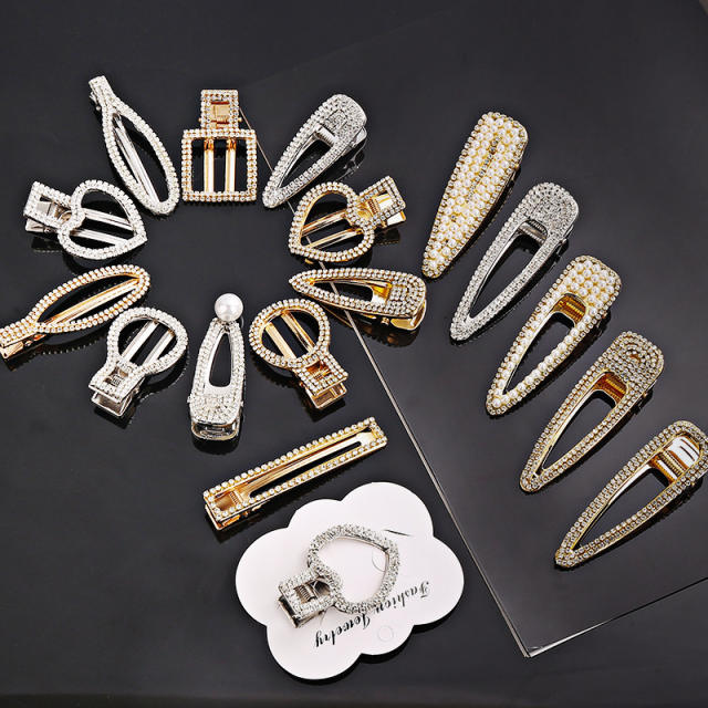 Korean fashion full diamond hollow out duckbill hair clips