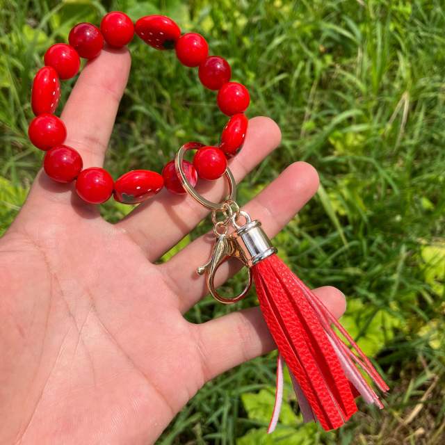 Handmade acrylic bead fruit series summer wrist keychain bag charms
