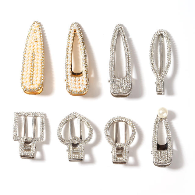 Korean fashion full diamond hollow out duckbill hair clips