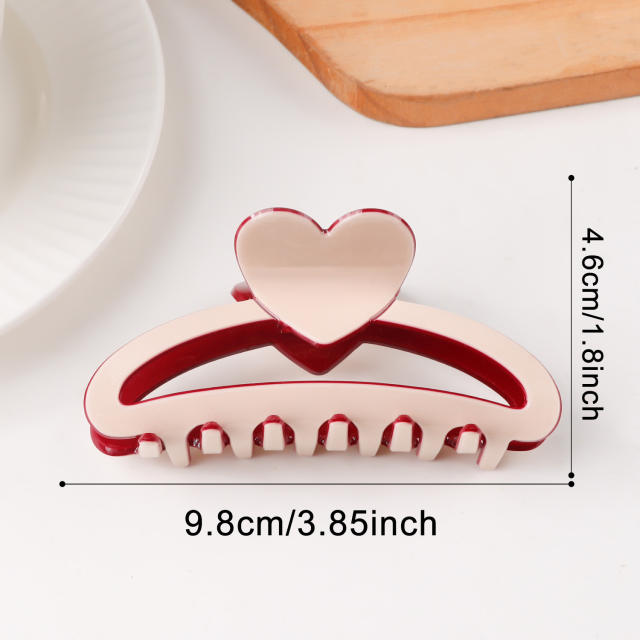 Valentine's Day Heart Contrast Color Clip Women's hair claw clips