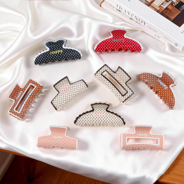 Korean fashion vintage polka dots pattern women hair claw clips