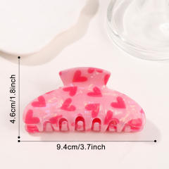 New Pink Printed Love Clip Cute women hair claw clips