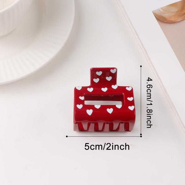Heart Grabber Heart-Shaped Printed Hairpin hair claw clips for  Valentine's Day