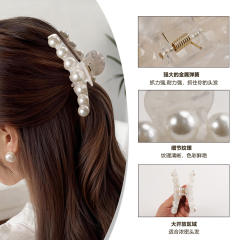 Large size pearl bead inlaid women hair claw clips