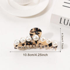 Large size pearl bead inlaid women hair claw clips