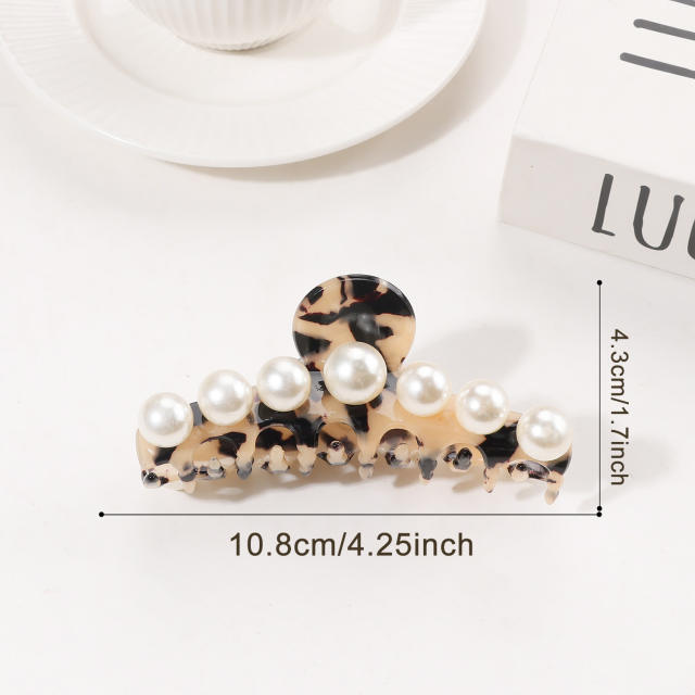 Large size pearl bead inlaid women hair claw clips