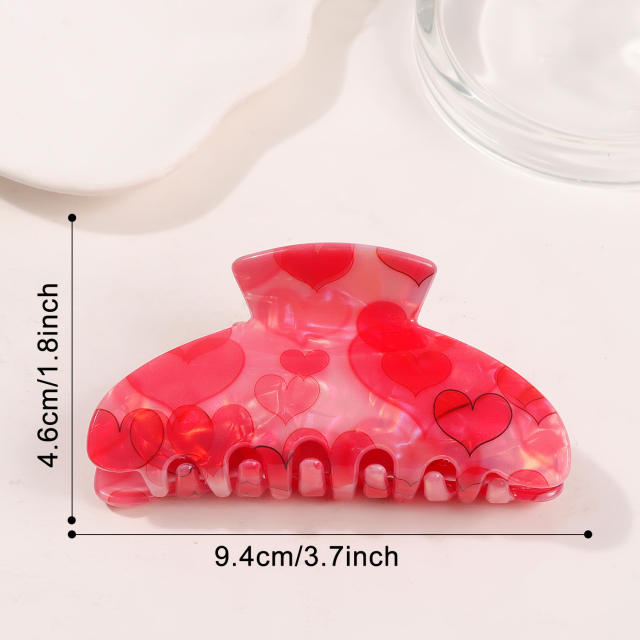 New Pink Printed Love Clip Cute women hair claw clips