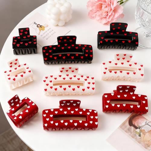 Heart Grabber Heart-Shaped Printed Hairpin hair claw clips for  Valentine's Day