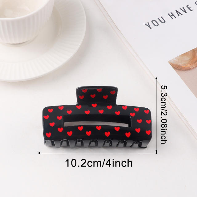 Heart Grabber Heart-Shaped Printed Hairpin hair claw clips for  Valentine's Day