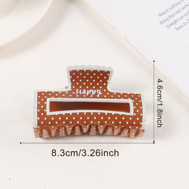 Korean fashion vintage polka dots pattern women hair claw clips