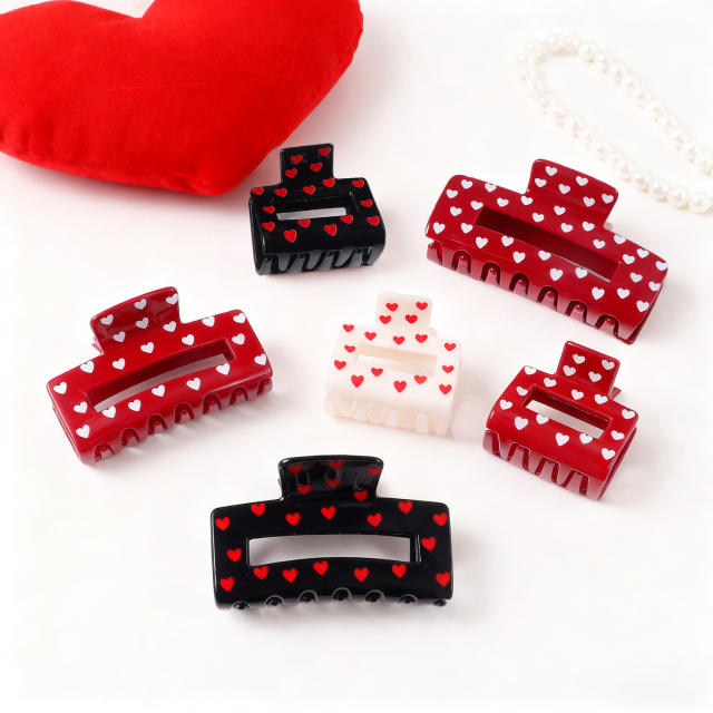 Heart Grabber Heart-Shaped Printed Hairpin hair claw clips for  Valentine's Day