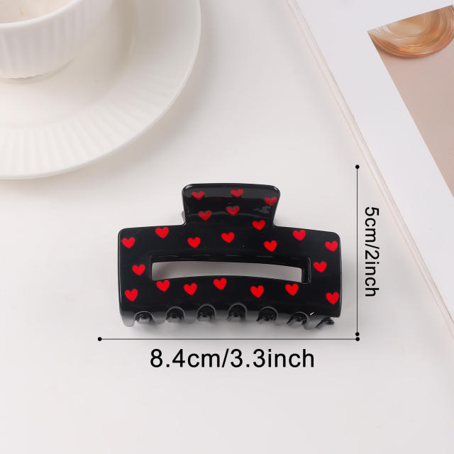 Heart Grabber Heart-Shaped Printed Hairpin hair claw clips for  Valentine's Day