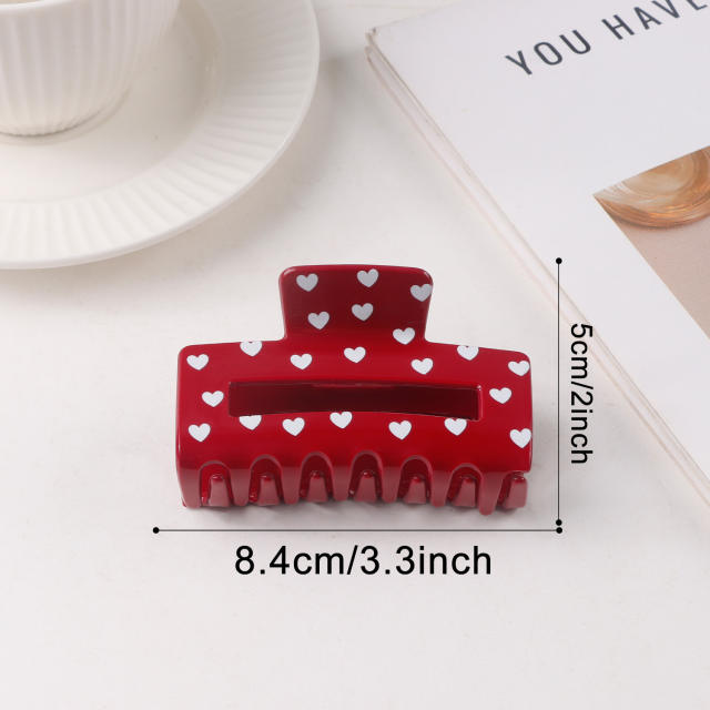 Heart Grabber Heart-Shaped Printed Hairpin hair claw clips for  Valentine's Day
