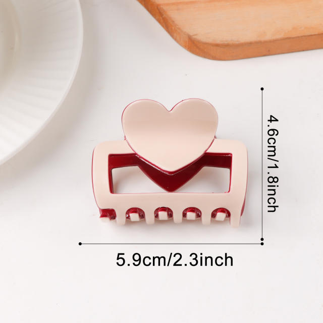 Valentine's Day Heart Contrast Color Clip Women's hair claw clips