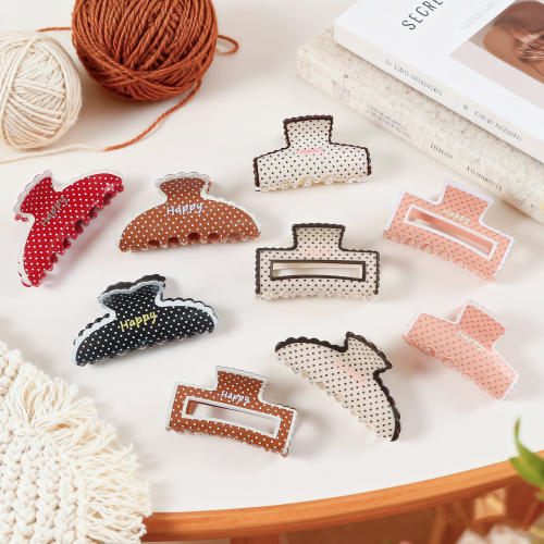Korean fashion vintage polka dots pattern women hair claw clips
