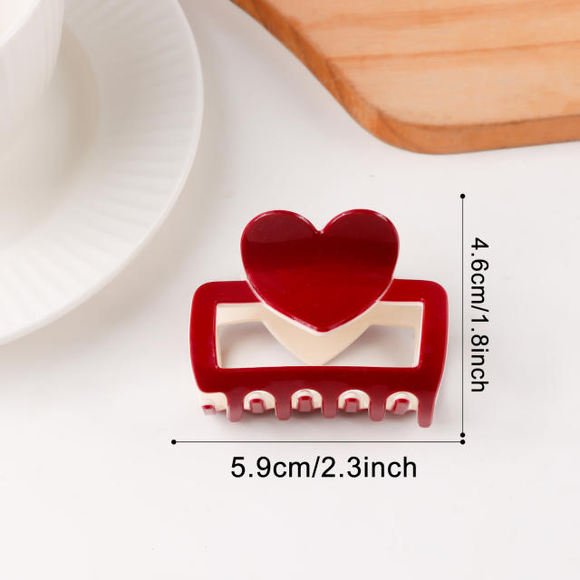 Valentine's Day Heart Contrast Color Clip Women's hair claw clips