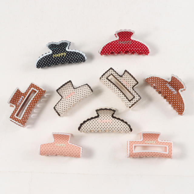 Korean fashion vintage polka dots pattern women hair claw clips