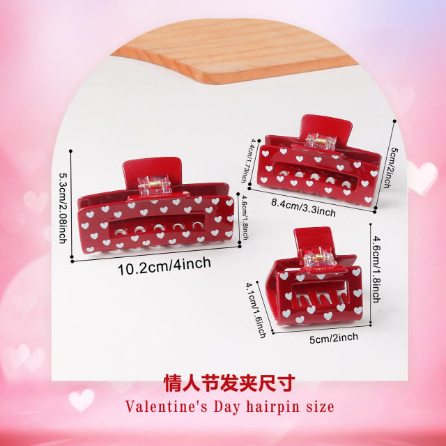 Heart Grabber Heart-Shaped Printed Hairpin hair claw clips for  Valentine's Day