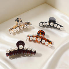 Large size pearl bead inlaid women hair claw clips