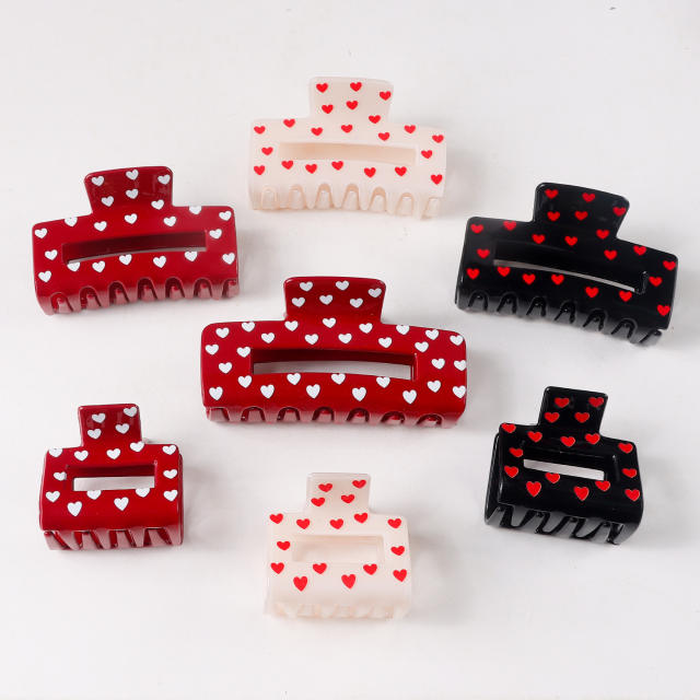 Heart Grabber Heart-Shaped Printed Hairpin hair claw clips for  Valentine's Day