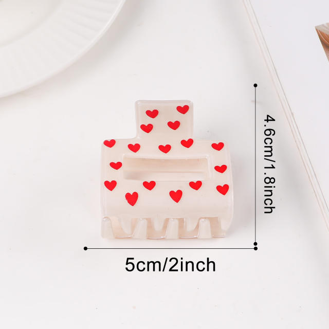 Heart Grabber Heart-Shaped Printed Hairpin hair claw clips for  Valentine's Day