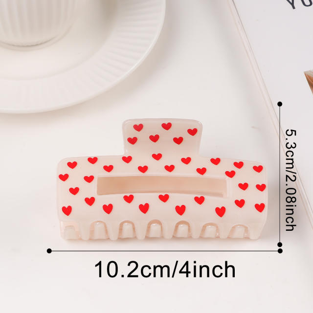 Heart Grabber Heart-Shaped Printed Hairpin hair claw clips for  Valentine's Day