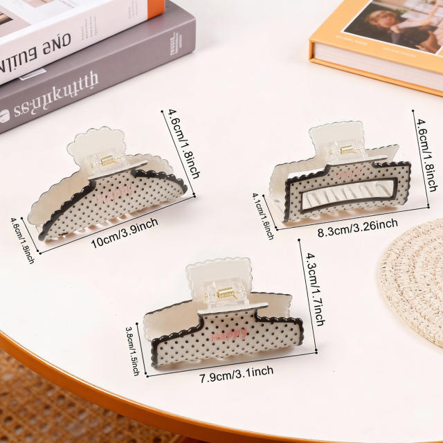 Korean fashion vintage polka dots pattern women hair claw clips