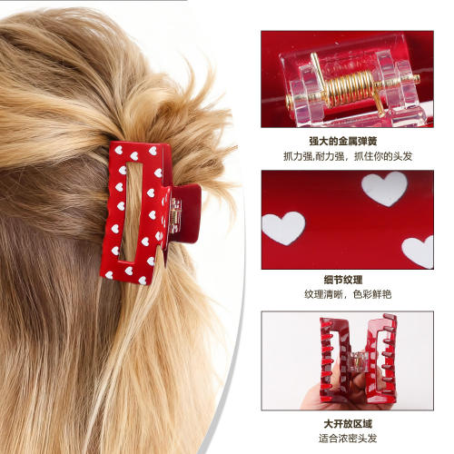 Heart Grabber Heart-Shaped Printed Hairpin hair claw clips for  Valentine's Day