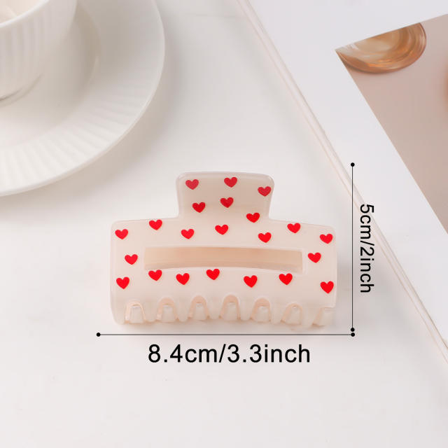 Heart Grabber Heart-Shaped Printed Hairpin hair claw clips for  Valentine's Day