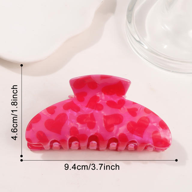 New Pink Printed Love Clip Cute women hair claw clips