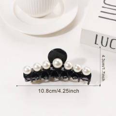 Large size pearl bead inlaid women hair claw clips