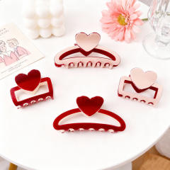 Valentine's Day Heart Contrast Color Clip Women's hair claw clips