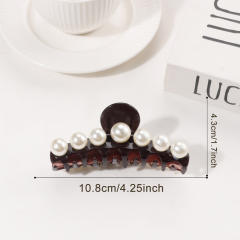 Large size pearl bead inlaid women hair claw clips