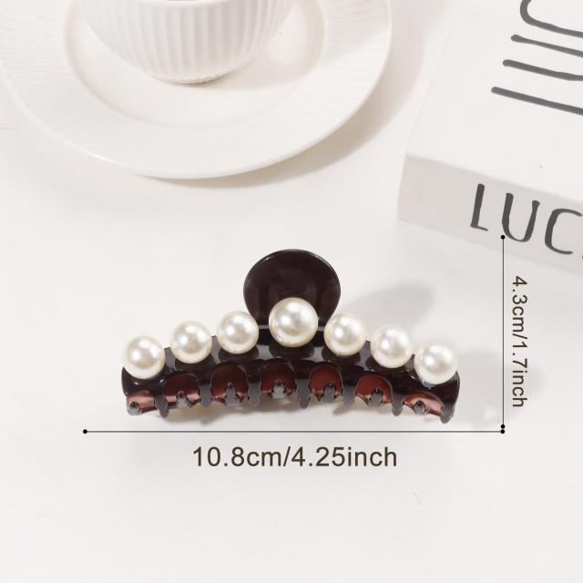 Large size pearl bead inlaid women hair claw clips