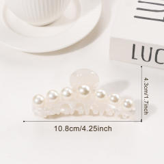Large size pearl bead inlaid women hair claw clips