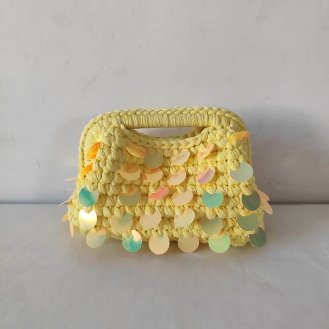 New Autum Style Pure Hand-Woven Multi-Color Sequin Clutch Bag corchet bag