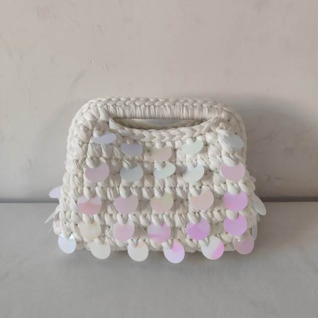 New Autum Style Pure Hand-Woven Multi-Color Sequin Clutch Bag corchet bag